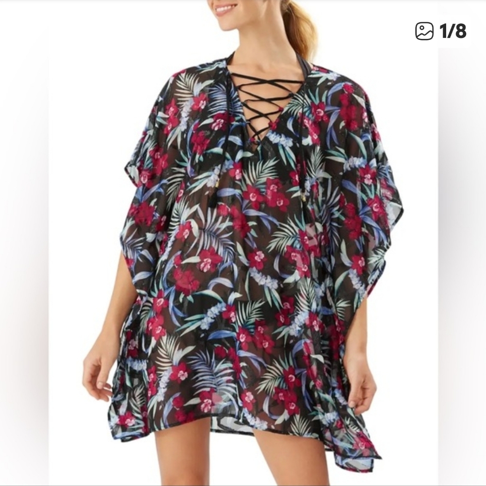 Tommy Bahama Floral Lace-Up Tunic